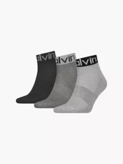Calvin Klein Lot De 3 Paires De Chaussettes De Cheville Avec Logo