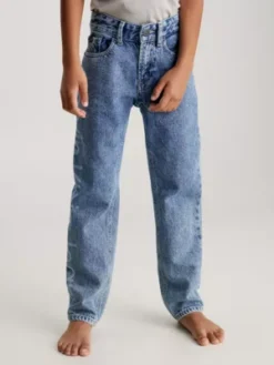 Calvin Klein Jean Droit Taille Haute Avec Logo