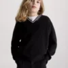 Calvin Klein Pull à Col En V Et Bord Contrastant
