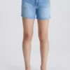 Calvin Klein Short Slim En Denim Taille Haute