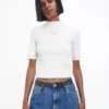 Calvin Klein Haut Côtelé Slim à Manches Courtes