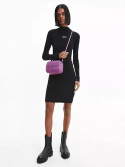 Calvin Klein Robe Pull Slim En Maille Côtelée