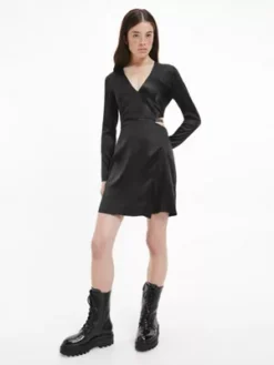 Calvin Klein Mini-robe Ajourée En Satin