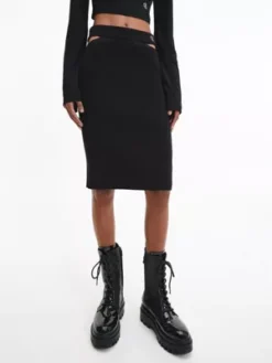 Calvin Klein Jupe Crayon En Maille Ajourée