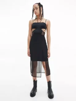 Calvin Klein Robe Moulante Mi-longue Avec Pans Transparents