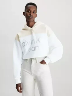 Calvin Klein Sweat Ă Capuche Court Avec Logo Brillant
