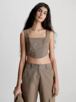 Calvin Klein Haut Corset En Toile De Coton