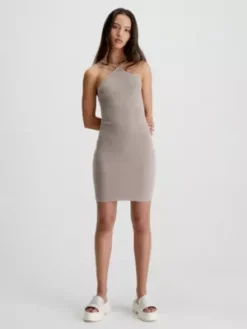 Calvin Klein Robe Dos-nu En Coton Gaufré