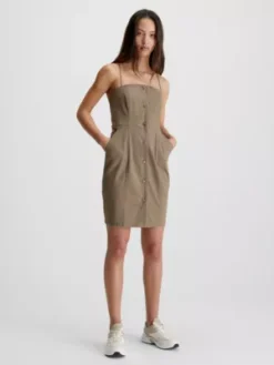Calvin Klein Robe En Toile De Coton Entièrement Boutonnée