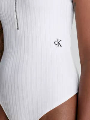 Calvin Klein Body En Jersey Côtelé Avec Fermeture éclair Sur Toute La Longueur – Image 4