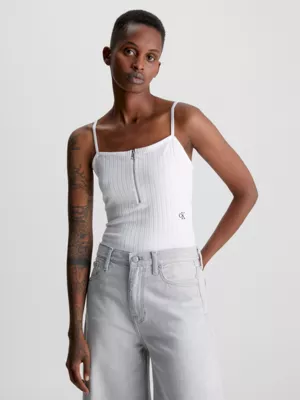 Calvin Klein Body En Jersey Côtelé Avec Fermeture éclair Sur Toute La Longueur
