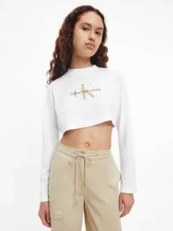Calvin Klein T-shirt Court Ă Manches Longues Avec Logo