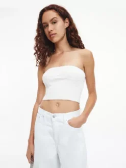 Calvin Klein Bustier En Coton Bio Côtelé