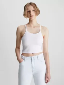 Calvin Klein Crop Top En Seersucker élastique