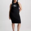 Calvin Klein Robe-débardeur Grande Taille Côtelée à Monogramme