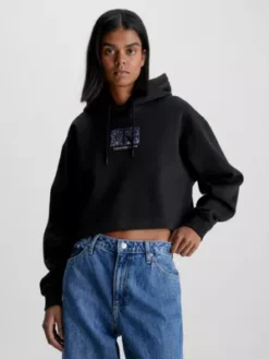 Calvin Klein Sweat Ă Capuche Court Oversize Avec Logo