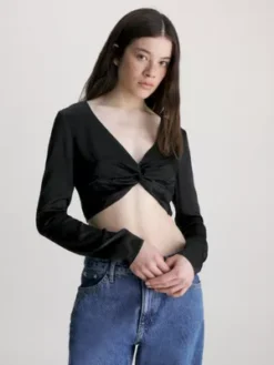 Calvin Klein Haut Court En Satin Noué