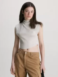 Calvin Klein Débardeur Court En Jersey CÎtelé