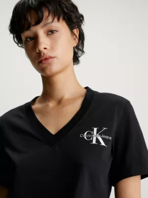Calvin Klein T-shirt Avec Monogramme Et Col En V â Image 4