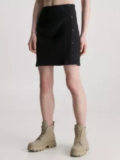 Calvin Klein Jupe En Coton élastique Boutonnée Sur Le Côté