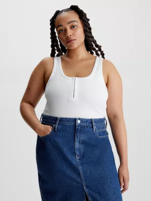 Calvin Klein Débardeur Slim Côtelé En Coton