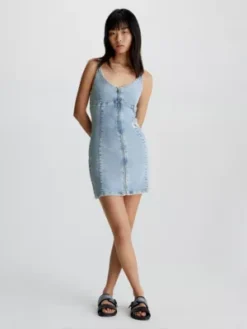 Calvin Klein Mini-robe Zippée En Jean
