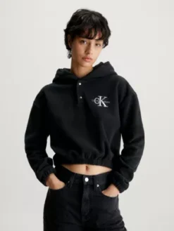 Calvin Klein Sweat-shirt à Capuche Court En Sherpa