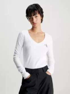 Calvin Klein Haut Slim Côtelé à Col En V