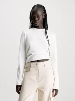 Calvin Klein T-shirt à Manches Longues En Coton Gaufré