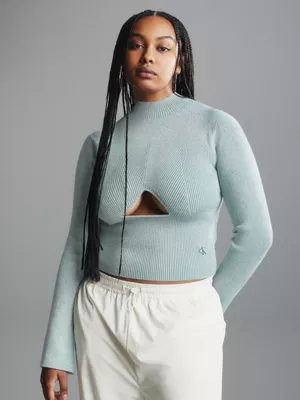 Calvin Klein Pull Ajouré En Maille Côtelée Métallisée – Image 2