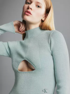 Calvin Klein Pull Ajouré En Maille Côtelée Métallisée – Image 4
