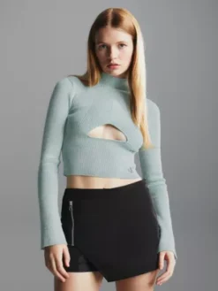Calvin Klein Pull Ajouré En Maille Côtelée Métallisée