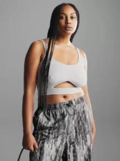 Calvin Klein Brassière En Maille Côtelée Métallisée