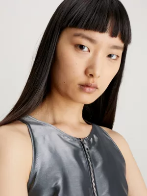 Calvin Klein Robe Avec Fermeture éclair Sur Toute La Longueur Et Fini Métal Liquide – Image 3