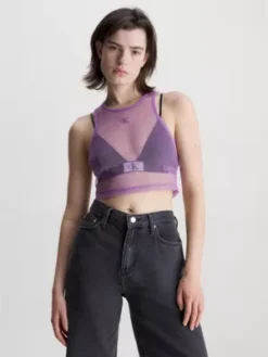 Calvin Klein Débardeur Court En Maille Transparente