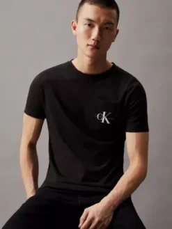 Calvin Klein T-shirt Slim à Poche Avec Monogramme