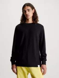 Calvin Klein T-shirt Slim Côtelé à Manches Longues