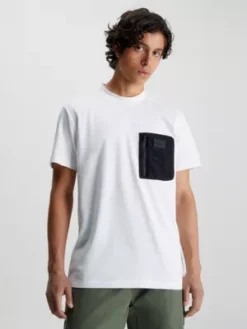 Calvin Klein T-shirt à Poche En Mélange De MatiÚres