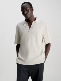 Calvin Klein Polo Piqué Avec Col Ouvert