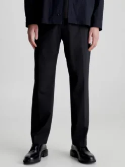 Calvin Klein Pantalon Droit En Laine Mélangée
