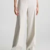 Calvin Klein Pantalon Jambe Large En Lin