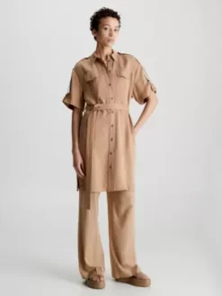 Calvin Klein Robe-chemise Relaxed En Lin Et Tencel