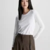 Calvin Klein T-shirt Lisse à Manches Longues