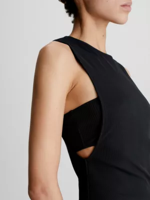 Calvin Klein Robe-débardeur Silm Côtelée – Image 3