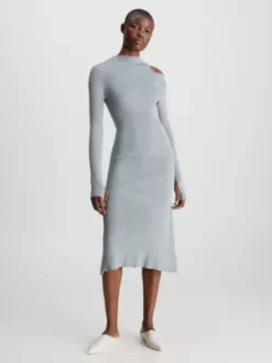 Calvin Klein Robe Longueur Midi Slim Côtelée