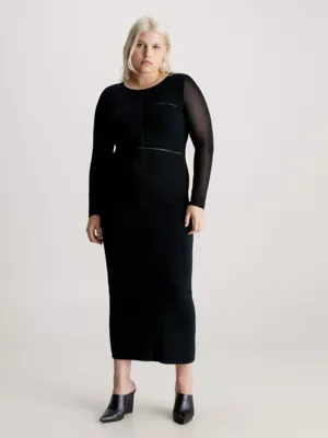 Calvin Klein Robe Longueur Midi Slim Ă Pans Transparents â Image 2