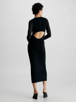 Calvin Klein Robe Longueur Midi Slim Ă Pans Transparents