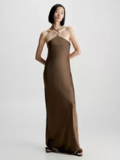 Calvin Klein Robe Nuisette Longue Slim En Soie