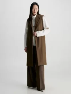 Calvin Klein Veste Sans Manches Longue Cintrée En Laine
