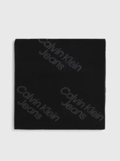 Calvin Klein Écharpe En Coton Entièrement Ornée De Logos